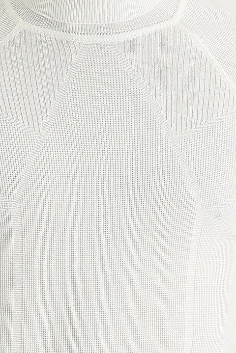 Ekru Balıkçı Yaka Slim Fit Dar Kesim Desenli Pamuklu Triko Kazak
