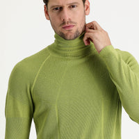 Pistachio Green Turtleneck Slim Fit Narrow Cut Patterned Knit Sweater
