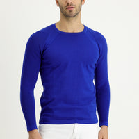 Navy Blue Crew Neck Slim Fit Patterned Cotton Knit Sweater