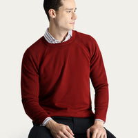 Tile-colored Crew Neck Slim Fit Patterned Cotton Knit Sweater