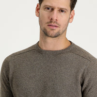 Medium Brown Crew Neck Regular Fit Wool Patterned Knit Sweater