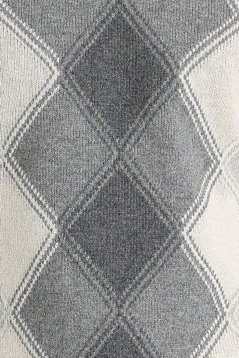 Light Grey Crew Neck Regular Fit Wool Patterned Knit Sweater