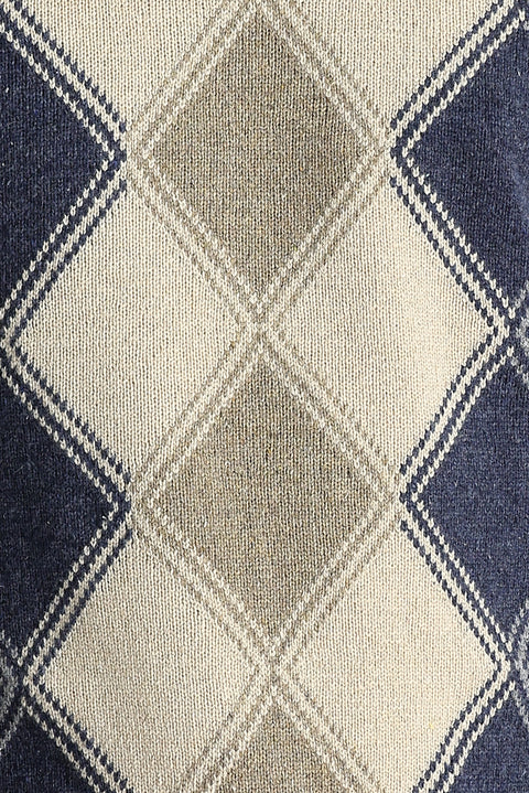 Medium Grey Crew Neck Regular Fit Wool Patterned Knit Sweater