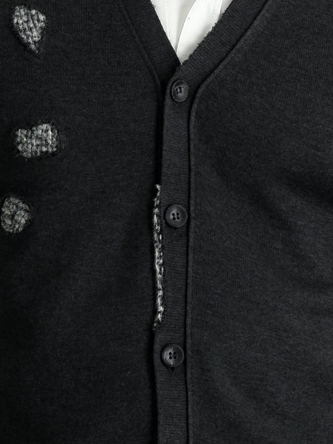 Dark Anthracite Slim Fit Narrow Cut Knit Cardigan