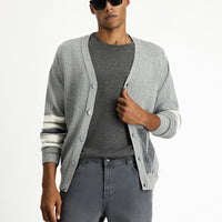 Light Grey Wool Patterned Knit Cardigan