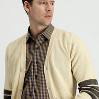 Stone Wool Patterned Knit Cardigan