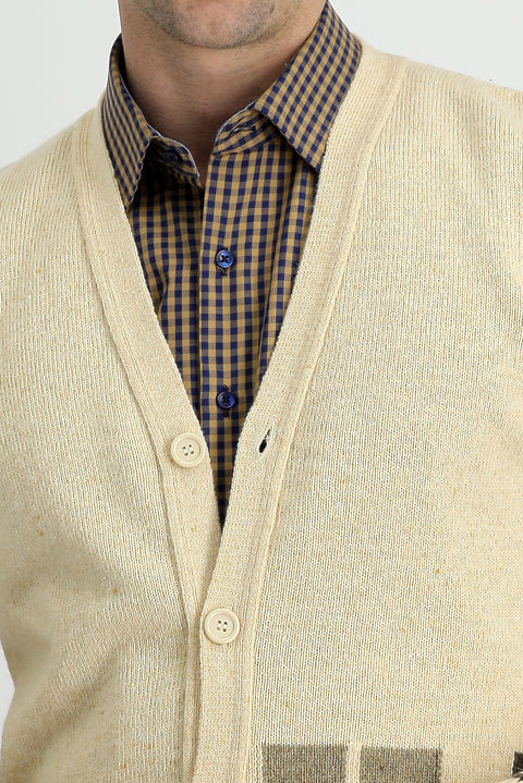 Stone Wool Patterned Knit Cardigan