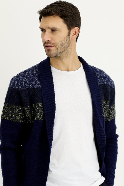 Indigo Wool Knit Cardigan