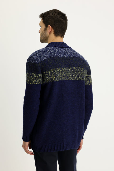 Indigo Wool Knit Cardigan