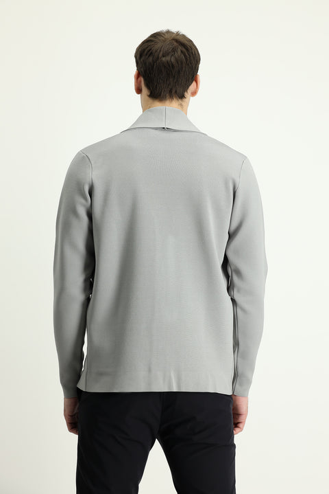 Medium Grey Slim Fit Narrow Cut Knit Cardigan