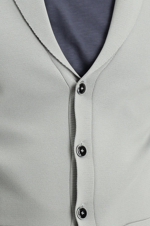 Medium Grey Slim Fit Narrow Cut Knit Cardigan