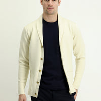 Ekru Slim Fit Dar Kesim Triko Hırka