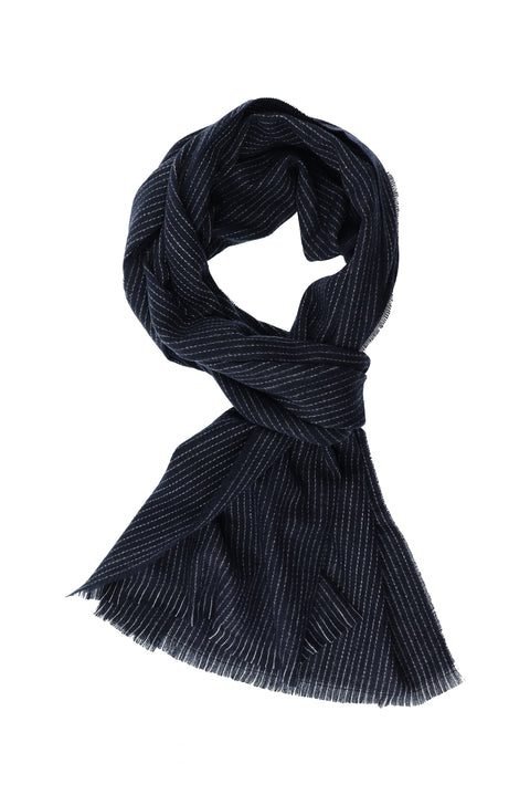 Medium Navy Striped Scarf