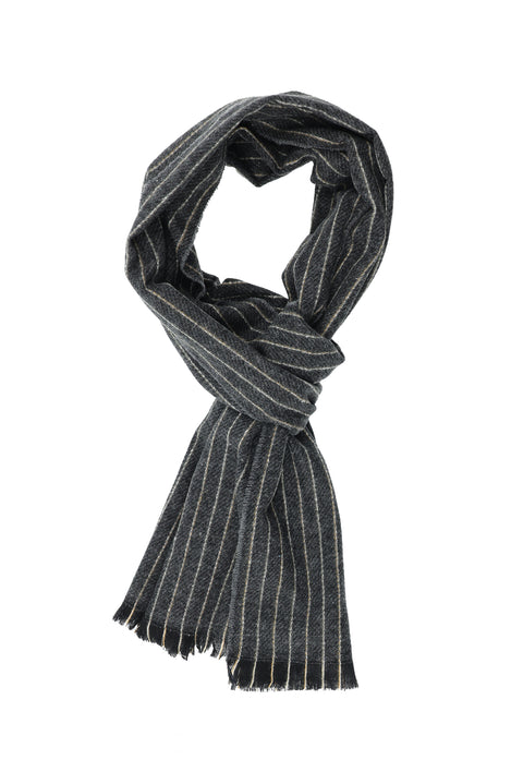 Medium Grey Striped Scarf