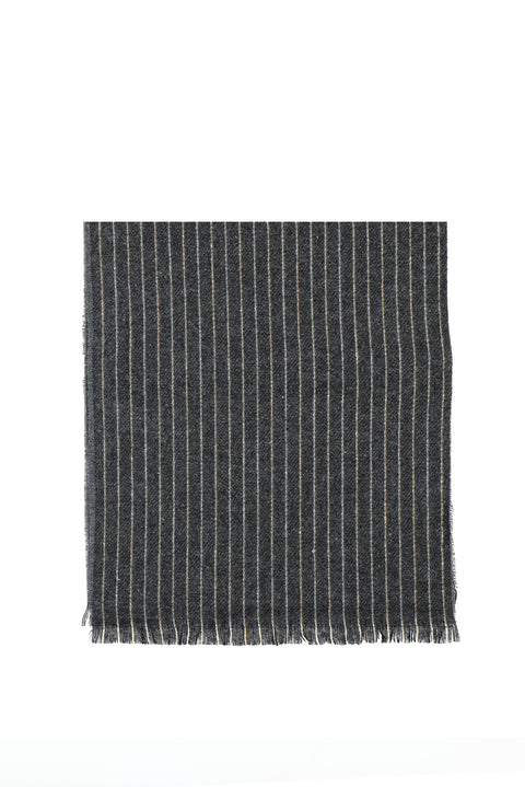 Medium Grey Striped Scarf