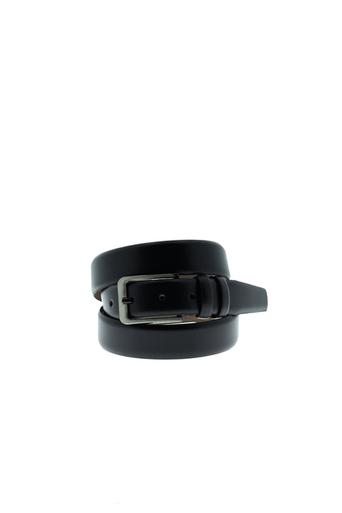 Black Classic Patterned Leather Belt