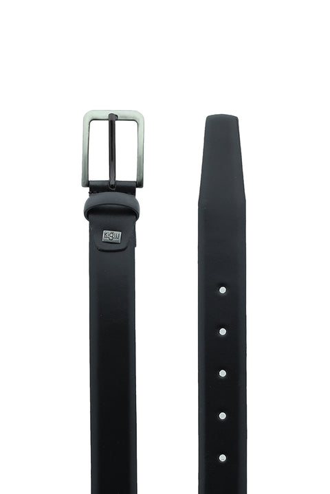 Black Classic Patterned Leather Belt