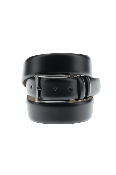 Black Classic Patterned Leather Belt