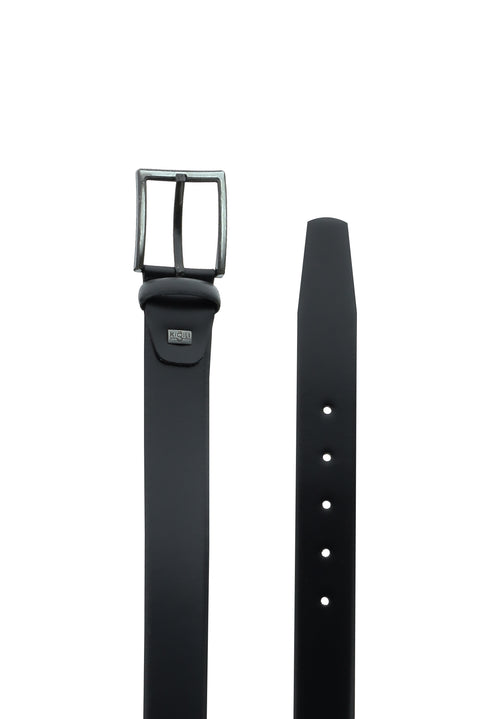 Black Classic Patterned Leather Belt