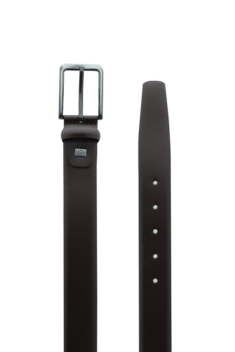 Medium Brown Classic Patterned Leather Belt