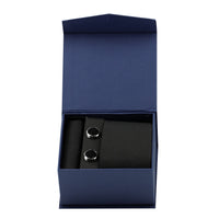 Black 3-Piece Tie, Pocket Square & Cufflink Set