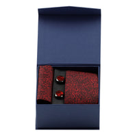 Red 3-Piece Tie, Pocket Square & Cufflink Set