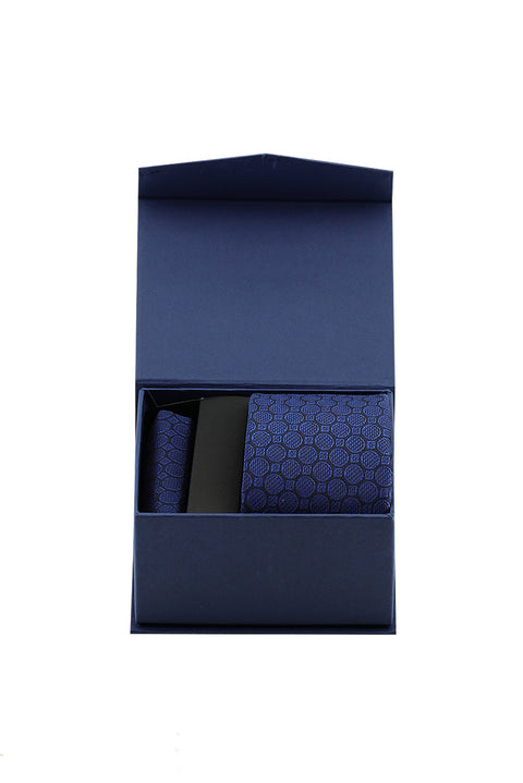Medium Navy Blue 2-Piece Tie & Pocket Square Set