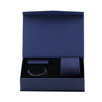 Dark Navy Blue 3-Piece Tie, Pocket Square & Bracelet Set