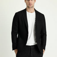 Black 7 Drop Slim Fit Patterned Sport Jacket