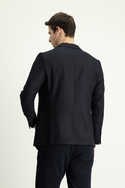 Dark Navy 6 Drop Regular Fit Patterned Sport Jacket