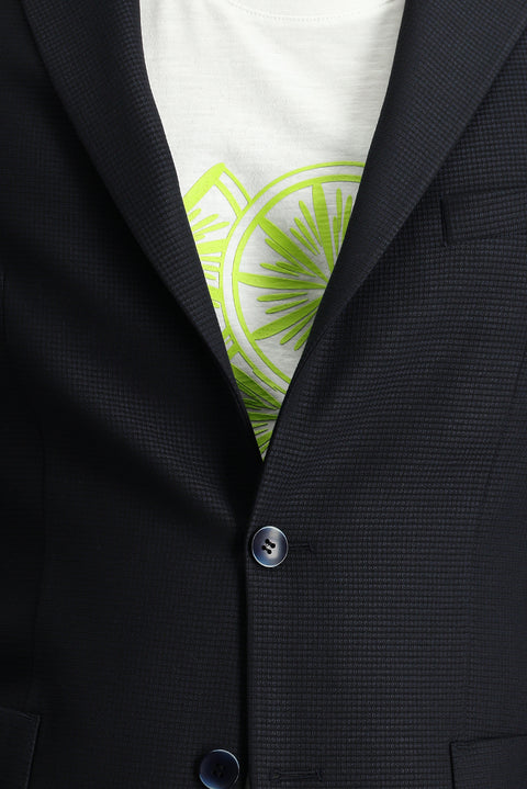 Dark Navy 7 Drop Slim Fit Patterned Sport Jacket
