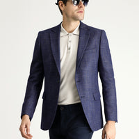 Dark Navy 6 Drop Regular Fit Standard Cut Wool Classic Patterned Jacket