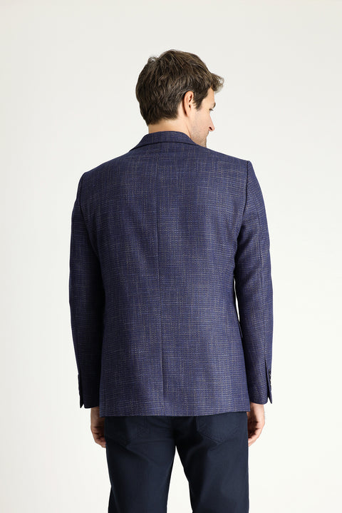 Dark Navy 6 Drop Regular Fit Standard Cut Wool Classic Patterned Jacket