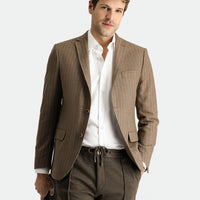 Dark Mink 7 Drop Super Slim Fit Extra Narrow Cut Classic Striped Wool Jacket