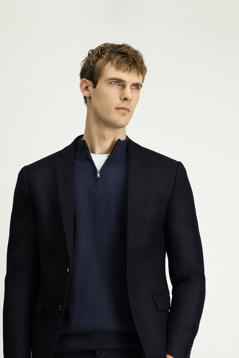 Dark Navy 7 Drop Super Slim Fit Extra Narrow Cut Classic Wool Jacket