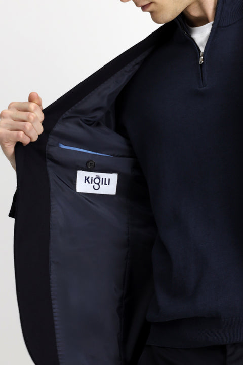 Dark Navy 7 Drop Super Slim Fit Extra Narrow Cut Classic Wool Jacket