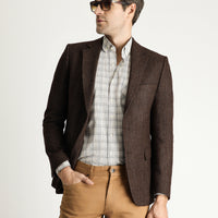 Dark Brown 7 Drop Slim Fit Narrow Cut Wool Classic Patterned Jacket