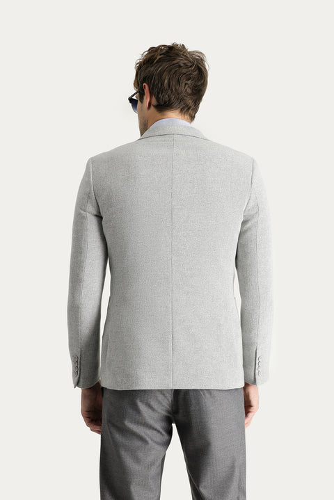 Light Grey 7 Drop Super Slim Fit Extra Narrow Cut Wool Patterned Sport Jacket
