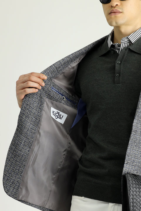 Light Gray 6 Drop Regular Fit Standard Cut Wool Patterned Sport Jacket