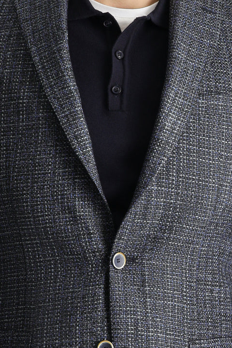 Medium Navy 6 Drop Regular Fit Standard Cut Wool Patterned Sport Jacket