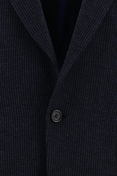 Medium Navy 4 Drop Relaxed Fit Classic Wool Patterned Jacket
