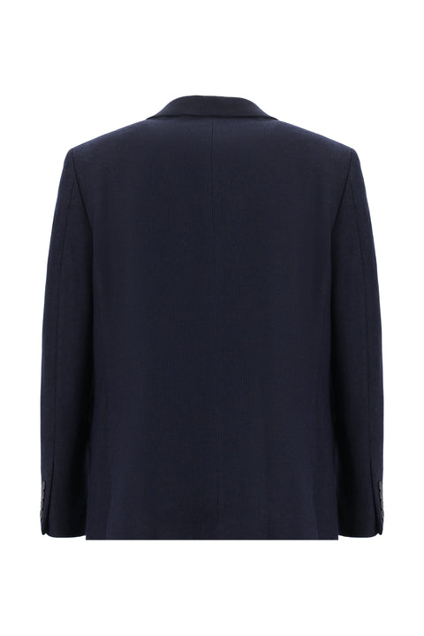 Dark Navy 6 Drop Regular Fit Standard Cut Wool Patterned Classic Jacket