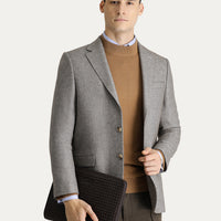 Dark Mink 8 Drop Muscle Fit Long Athletic Cut Classic Wool Jacket