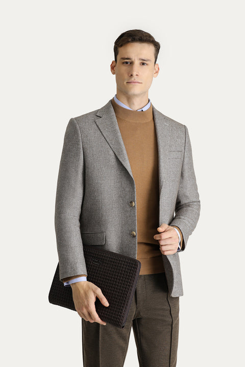 Dark Mink 8 Drop Muscle Fit Long Athletic Cut Classic Wool Jacket