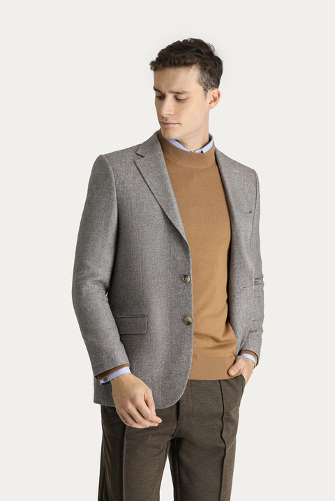 Dark Mink 8 Drop Muscle Fit Long Athletic Cut Classic Wool Jacket