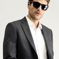 Dark Anthracite 7 Drop Slim Fit Patterned Jacket