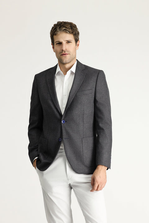 Dark Anthracite 7 Drop Slim Fit Patterned Jacket