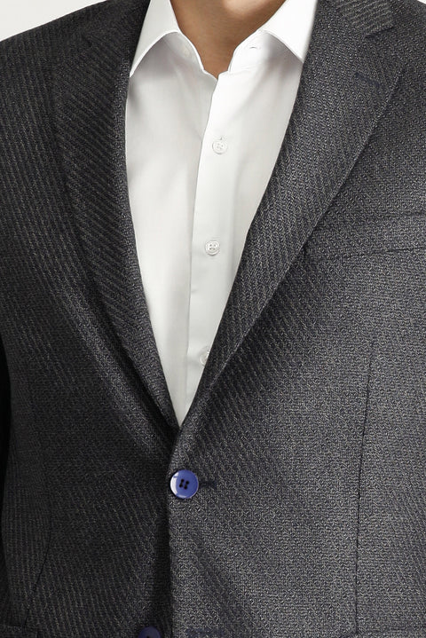 Dark Anthracite 7 Drop Slim Fit Patterned Jacket