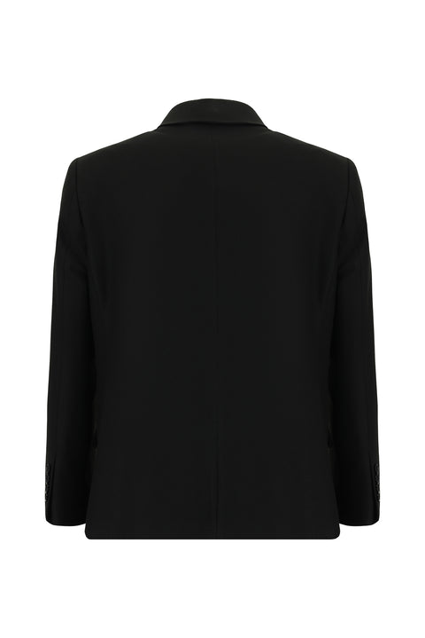 Black 4-Drop Relaxed Fit Classic Patterned Jacket