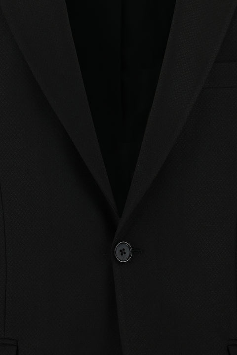 Black 4-Drop Relaxed Fit Classic Patterned Jacket